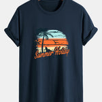 Regular Fit Summer Holiday Print Cotton T-Shirt