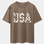 USA Print Drop Shoulder Oversize T-Shirt