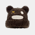 Fluffy Bear Ear Design Cute Beanie Hat Suitable For Autumn Winter