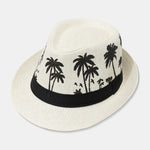 Palm Tree Print Breathable Straw Hat