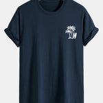 Regular Fit Palm Tree Surfboard Print Cotton T-Shirt