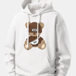 Stripe Bear Print Relax Fit Hoodie