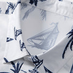 Island Sailing Print Button Up Shirt & Striped Print Swim Shorts