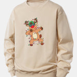 Christmas Lights Reindeer Print Relax Fit Sweatshirt