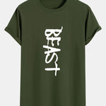 Beast Print Cotton Arc Hem T-Shirt