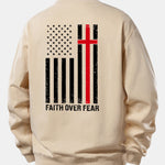 Faith Over Fear American Flag Print Relax Fit Sweatshirt