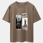 New York City Scenery Print Drop Shoulder Oversize T-Shirt
