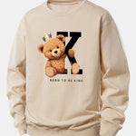 Crown King Bear Print Relax Fit Sweatshirt