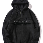 Letter Embroidery Teddy Half-Zip Hoodie