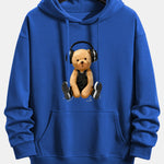 Headphone Teddy Bear Print Relax Fit Hoodie