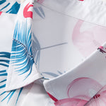 Flamingo Leaf Print Button Up Shirt