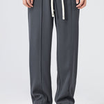 Single Pleat Drawstring Straight Leg Pants