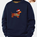 Christmas Dachshund Print Teddy Fleece Lined Sweatshirt