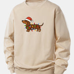 Christmas Colorful Light Dog Print Relax Fit Sweatshirt