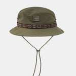 Slogan Patch Geometry Ethnic Pattern Bucket Hat With Chin Strap