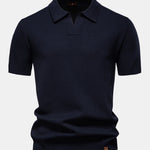 Pineapple Texture Knit V Neck Polo