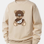 Stripe Bear Print Relax Fit Sweatshirt
