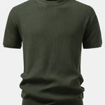 Ribbed Crew Neck Sweater Knitted T-Shirt