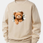 Bear Breaking Through The Wall Print Relax Fit Sweatshirt