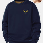 Reindeer Print Teddy Fleece Lined Sweatshirt