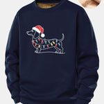 Christmas Light Dog Print Teddy Fleece Lined Sweatshirt