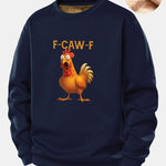 Rooster Print Teddy Fleece Lined Sweatshirt