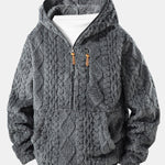 Geometric Jacquard Teddy Half-Zip Hoodie