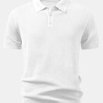 Textured Crochet Knitted Polo Shirt