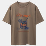 Vintage Whiskey Print Drop Shoulder Oversize T-Shirt
