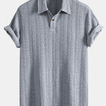 Short Sleeve Jacquard Polo & Straight Leg Ribbed Pants