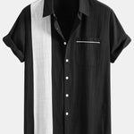 Linen Look Contrast Button Up Shirt & Straight Leg Linen Pants