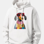 Colorful Sweater Dog Print Relax Fit Hoodie