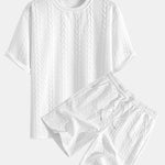 Relax Fit Mid-Length Sleeve Twist Jacquard T-Shirt & Shorts