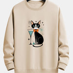 Atomic Black Cat Print Relax Fit Sweatshirt