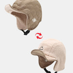 Winter Thickened Plush Warm Earflap Hat Reversible Design For Wearing On Both Sides