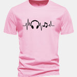 Regular Fit Heartbeat Music Print Cotton T-Shirt