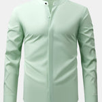 Non-Iron Hidden Placket Stand Collar Dress Shirt & Slim Fit Tapered Trousers
