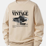 Vintage Car Print Relax Fit Sweatshirt
