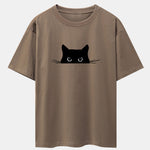 Black Cat Print Drop Shoulder Oversize T-Shirt