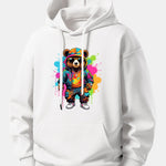 Splash Colorful Bear Print Relax Fit Hoodie