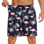 2 In 1 Tropical Flamingo Print Swim Shorts