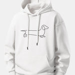 Line Dachshund Print Relax Fit Hoodie