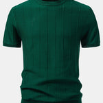 Striped Jacquard Crew Neck Sweater Knitted T-Shirt