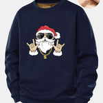 Hip Hop Santa Claus Print Teddy Fleece Lined Sweatshirt
