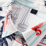 Palm Tree Flamingo Print Button Up Shirt