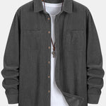 Long Sleeve Corduroy Pocket Button Up Shirt