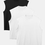 3 Pieces Relax Fit Cotton Drop Shoulder Sleeveless T-Shirts