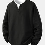 Relax Fit Long Sleeve 2 In 1 Waffle T-Shirt & Single Pleat Drawstring Straight Leg Pants