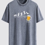 Beer Weekly Evolution Print Washed Distressed Drop Shoulder T-Shirt