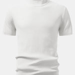 Ribbed Mock Neck Knit T-Shirt